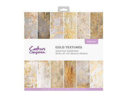 Crafter's Companion 12”x12” Paper Pad - Gold Textures