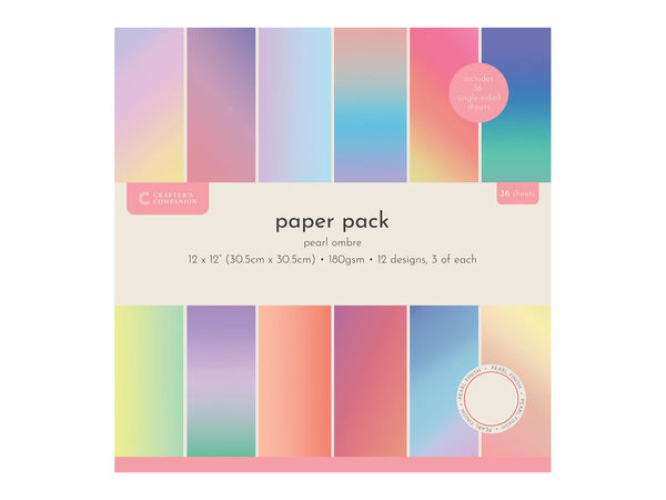 Crafters Companion 12” x 12 Paper Pad - Pearl Ombre