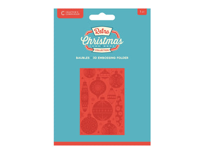 Crafter's Companion Retro Christmas Collection 6"x4" 3D Embossing Folder - Baubles
