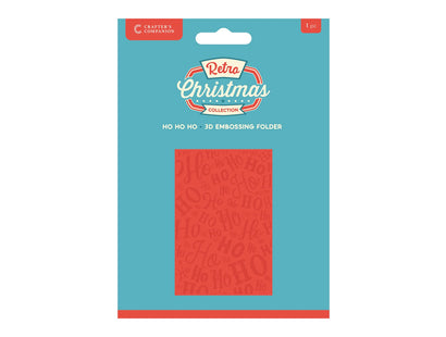 Crafter's Companion Retro Christmas Collection 6"x4" 3D Embossing Folder - Ho Ho Ho