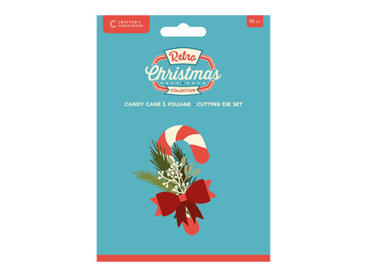 Crafter's Companion Retro Christmas Collection Metal Die Set - Candy Cane & Foliage