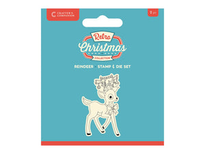 Crafter's Companion Retro Christmas Collection Stamp & Die Set - Reindeer