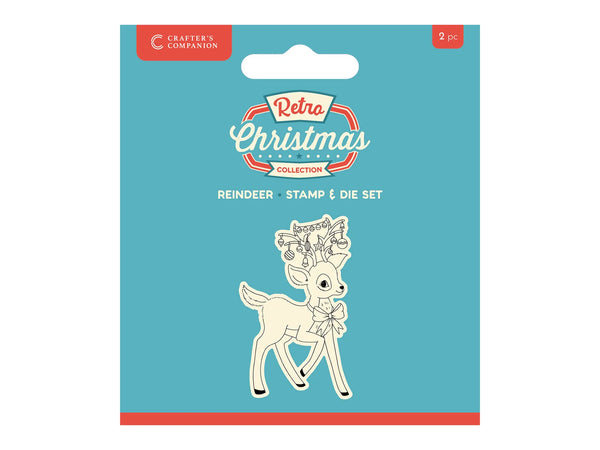 Crafter's Companion Retro Christmas Collection Stamp & Die Set - Reindeer