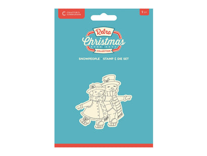 Crafter's Companion Retro Christmas Collection Stamp & Die Set - Snowpeople