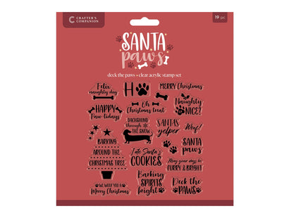 Crafter's Companion Santa Paws Clear Acrylic Stamp - Deck the Paws