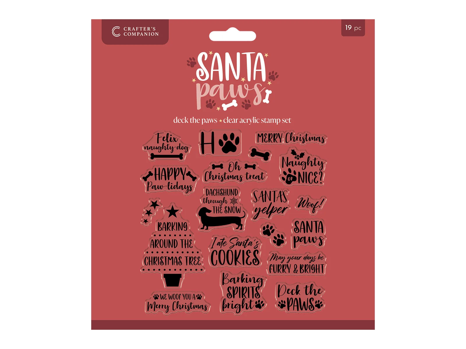 Crafter's Companion Santa Paws Clear Acrylic Stamp - Deck the Paws