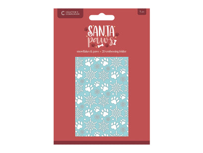 Crafter's Companion Santa Paws 4"x6" 2D Embossing Folder - Snowflakes & Paws
