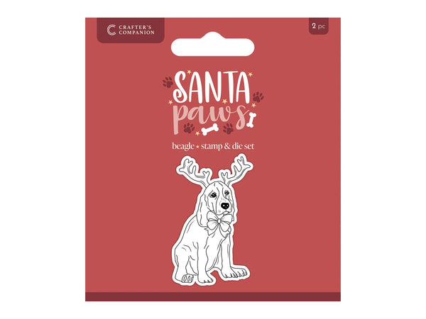 Crafter's Companion Santa Paws Stamp and Die - Beagle
