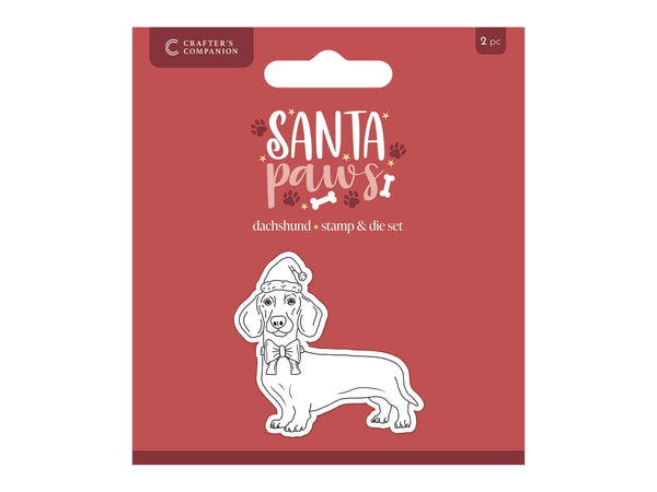 Crafter's Companion Santa Paws Stamp and Die - Dachshund