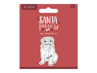 Crafter's Companion Santa Paws Stamp and Die - Pug