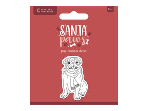 Crafter's Companion Santa Paws Stamp and Die - Pug