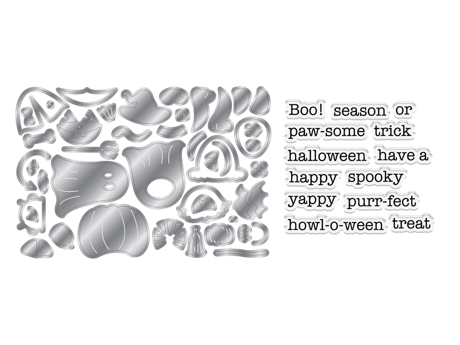 Crafter's Companion Stamp, Die & Flock - Halloween Pets