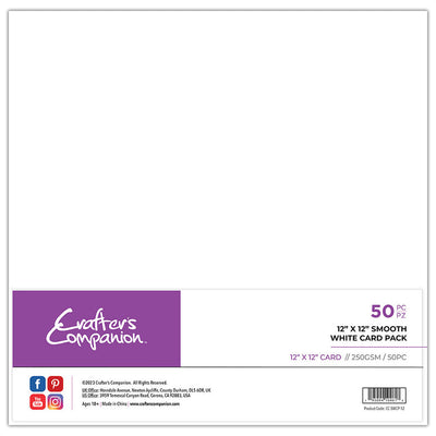 Crafter's Companion 12 x 12 Smooth White Card Pack - 50 Sheets