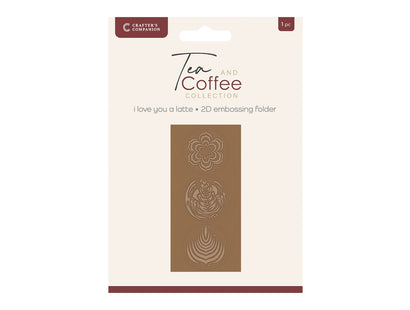 Crafters Companion Tea & Coffee Collection 2.75 x 5.75 2D Embossing Folder - I Love you a Latte