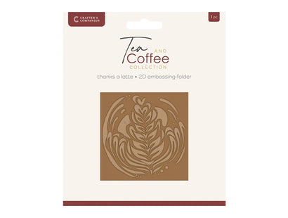 Crafters Companion Tea & Coffee Collection 5.5 x 5.5 2D Embossing Folder - Thanks a Latte