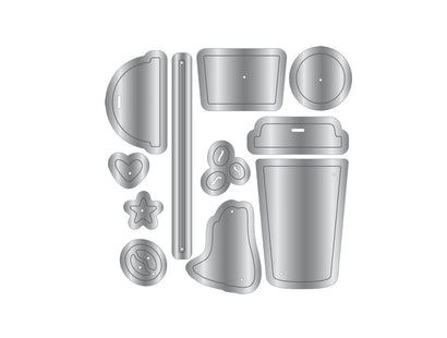 Crafters Companion Tea & Coffee Collection Metal Die Set - Coffee to Go