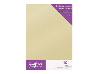 Crafter's Companion Glitter Card 10 Sheet Pack - Ivory