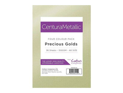 Crafter's Companion Centura Pearl Metallic Card Pack - Precious Golds (A6)