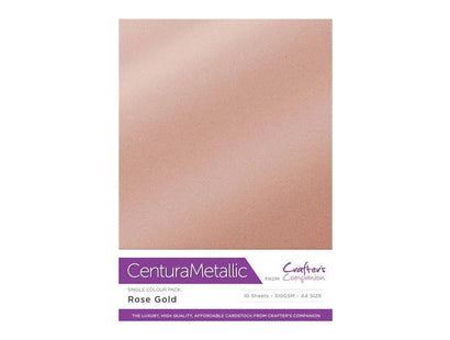Crafter's Companion Centura Pearl Metallic A4 Single Colour 10 Sheet Pack - Rose Gold