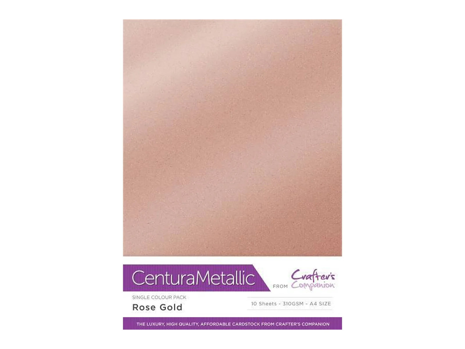 Crafter's Companion Centura Pearl Metallic A4 Single Colour 10 Sheet Pack - Rose Gold