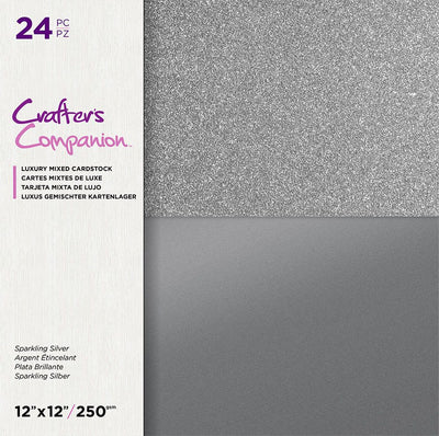Crafter's Companion 12 Mixed Cardstock Pad - Sparkling Silver
