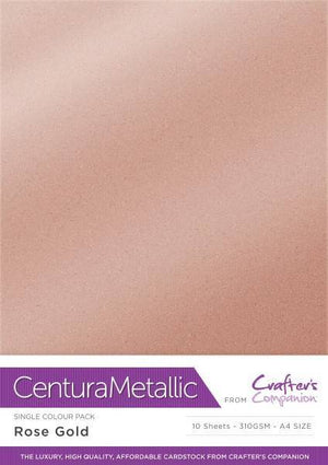 Crafter's Companion Centura Pearl Metallic A4 Single Colour 10 Sheet Pack - Rose Gold