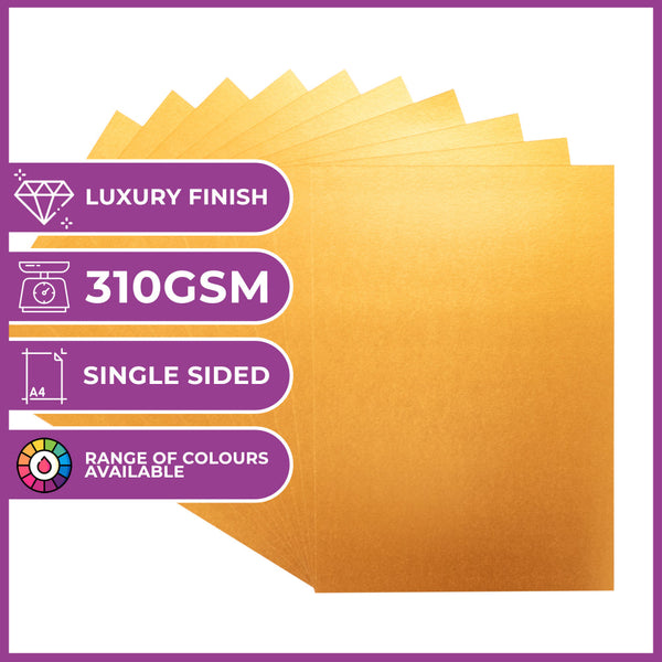 Crafter's Companion Centura Pearl Metallic A4 Single Colour 10 Sheet Pack - Rose Gold