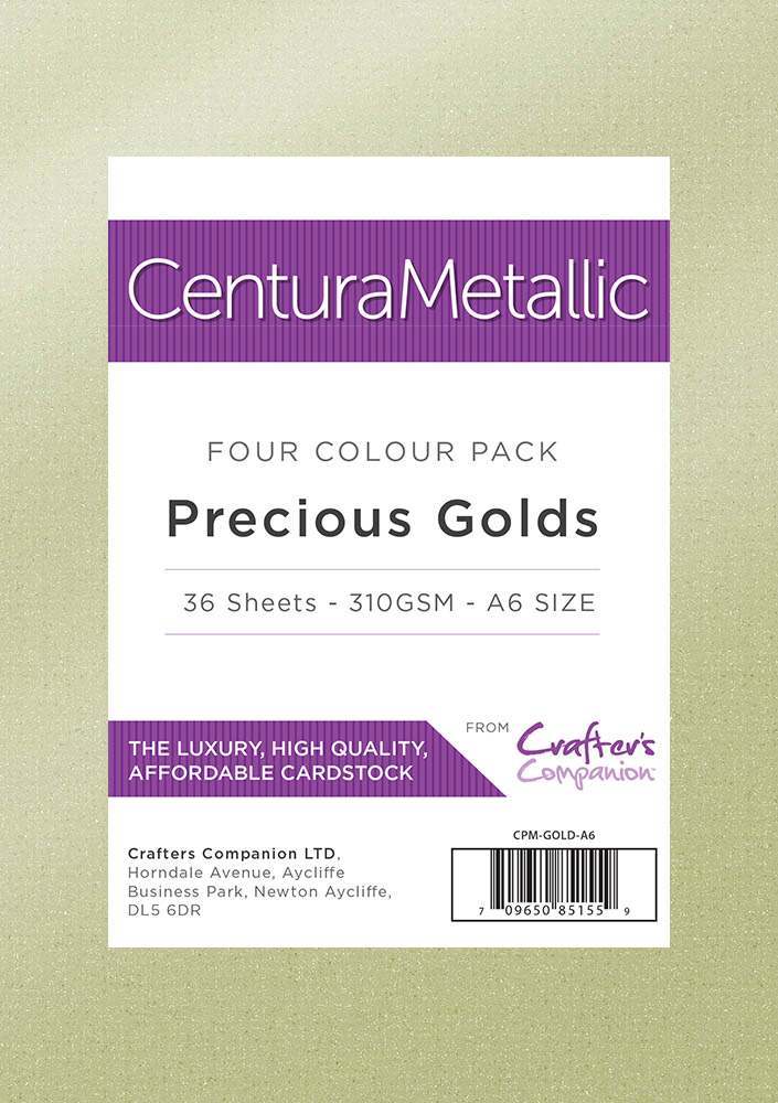 Crafter's Companion Centura Pearl Metallic Card Pack - Precious Golds (A6)