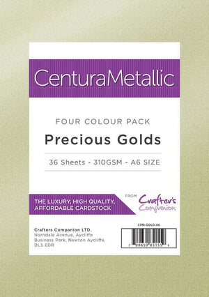 Crafter's Companion Centura Pearl Metallic Card Pack - Precious Golds (A6)