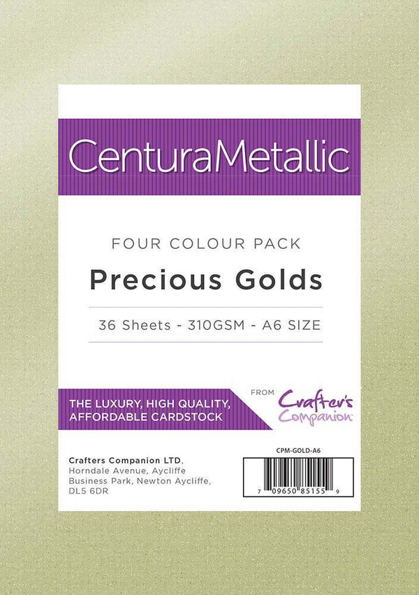 Crafter's Companion Centura Pearl Metallic Card Pack - Precious Golds (A6)