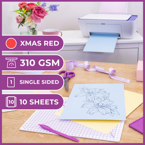 Crafter's Companion Centura Pearl Single Colour A4 10 Sheet Pack - Xmas Red