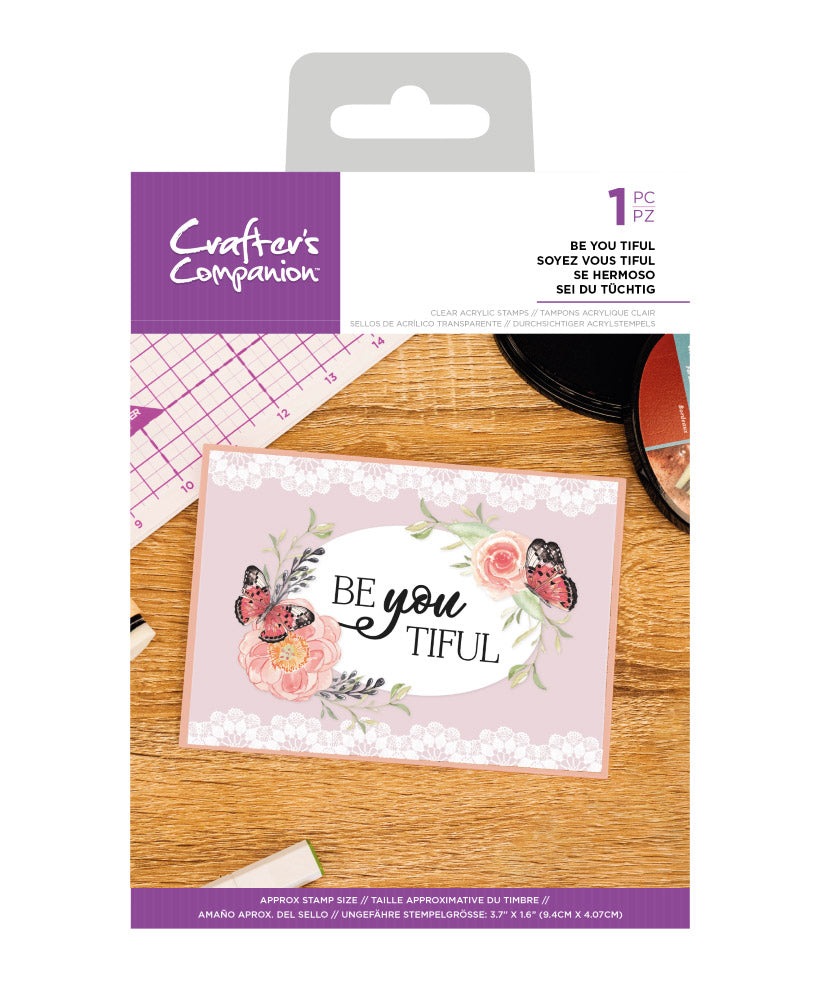 Crafter's Companion Clear Acrylic Stamp - Be You Tiful