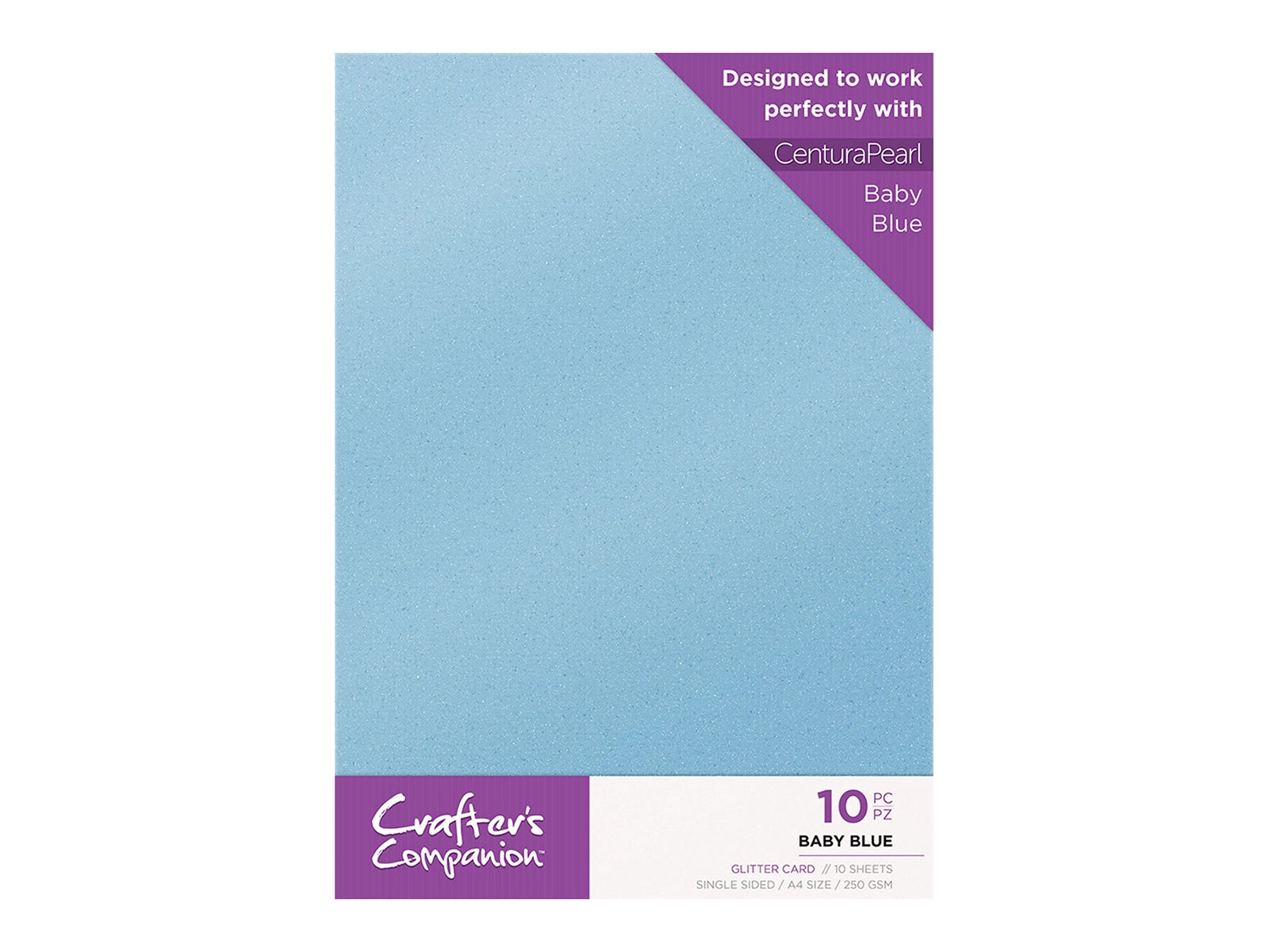 Crafter's Companion Glitter Card 10 Sheet Pack - Baby Blue