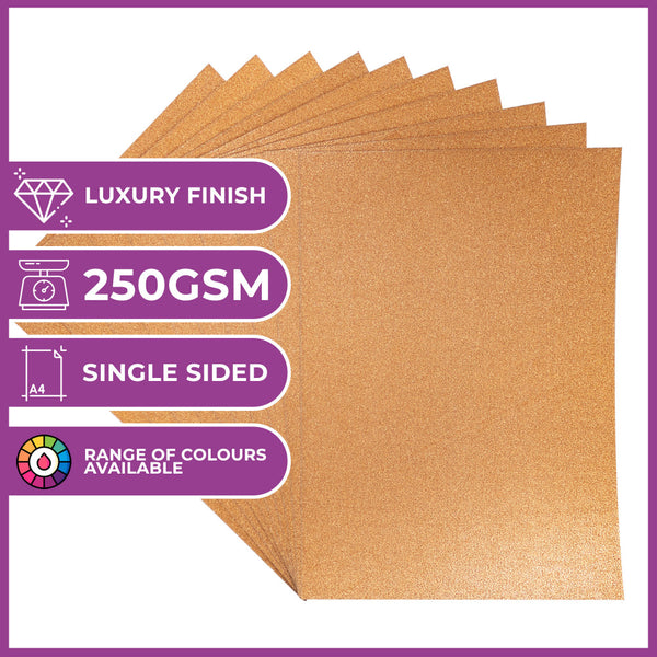 Crafter's Companion Glitter Card 10 Sheet Pack - Rose Gold