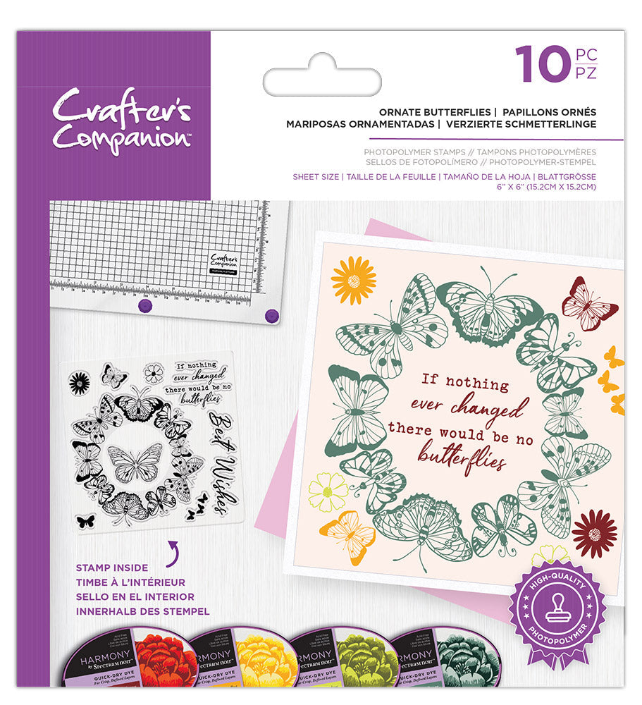 Crafter's Companion Photopolymer Stamp - Ornate Butterflies