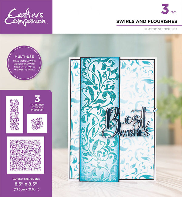 Crafters Companion Stencil Set - Swirls and Flourishes