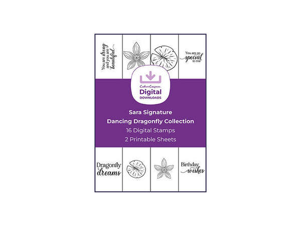 Sara Signature Dancing Dragonfly Collection - Digital Stamp Sheets - A4