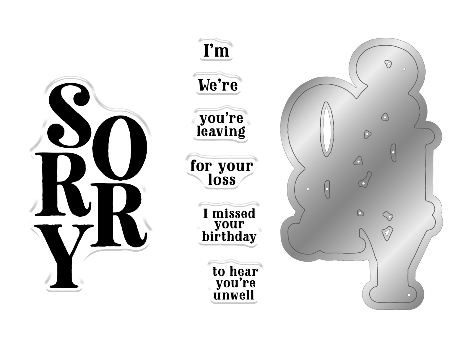 Gemini Floral Sentiment Stamp and Die - Sorry