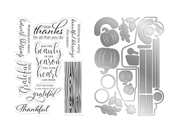 Gemini Shaped Card Base Stamp & Die - Harvest Blessings