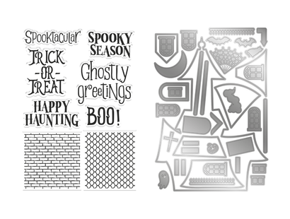 Gemini Shaped Card Base Stamp & Die - Haunted House