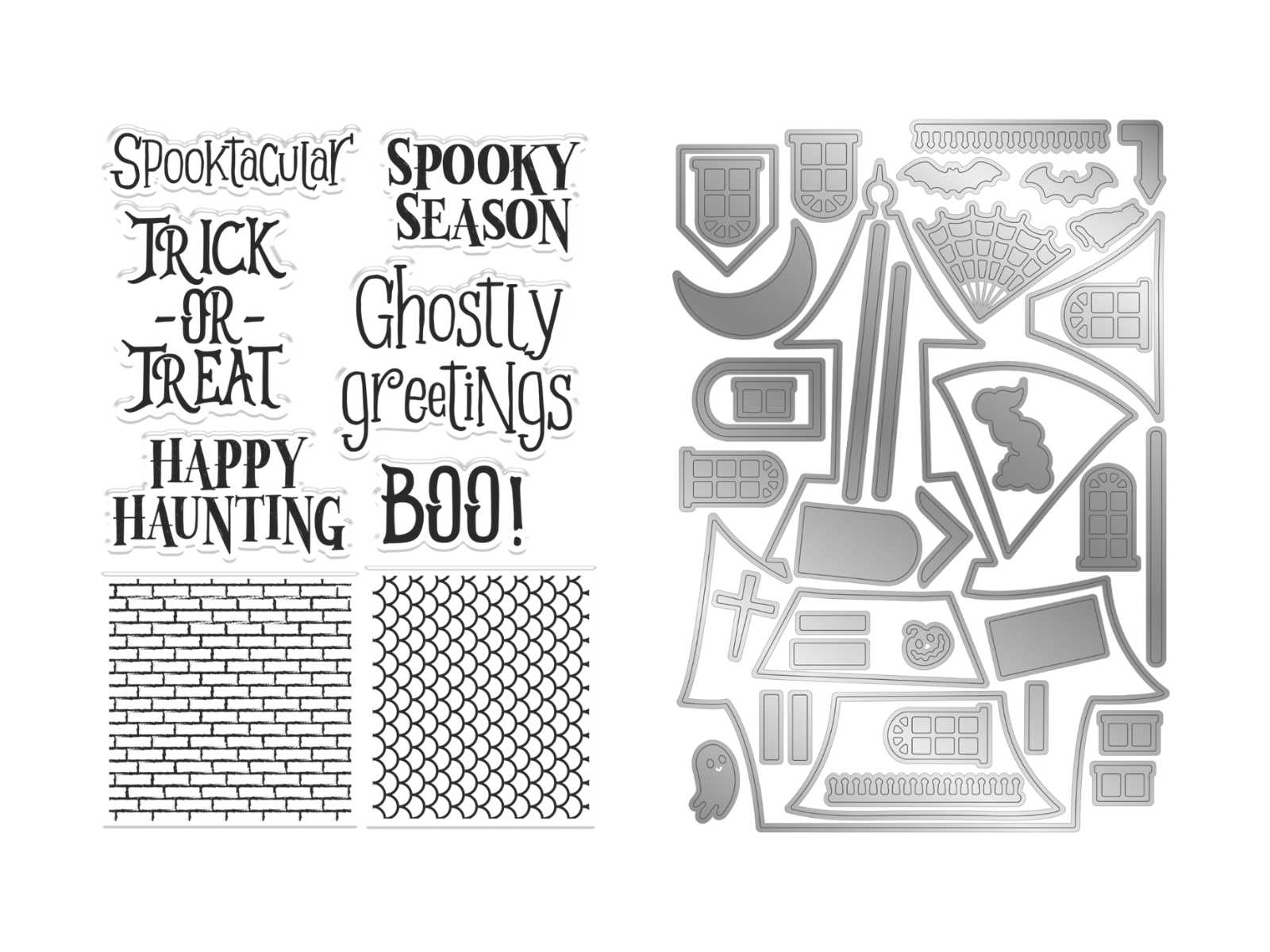 Gemini Shaped Card Base Stamp & Die - Haunted House