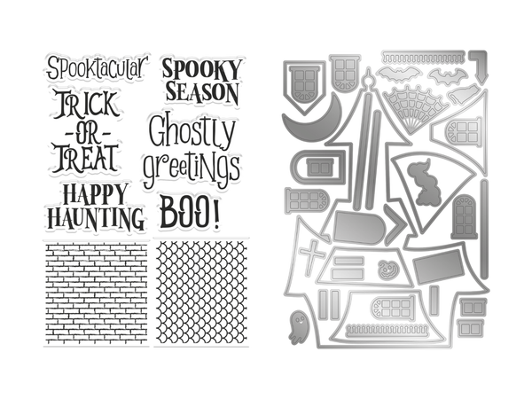 Gemini Shaped Card Base Stamp & Die - Haunted House