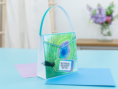 Graceful Plumes 3D Embossing Folder 5.5x5.5 - Peacock Feather