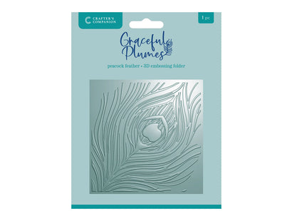 Graceful Plumes 3D Embossing Folder 5.5x5.5 - Peacock Feather