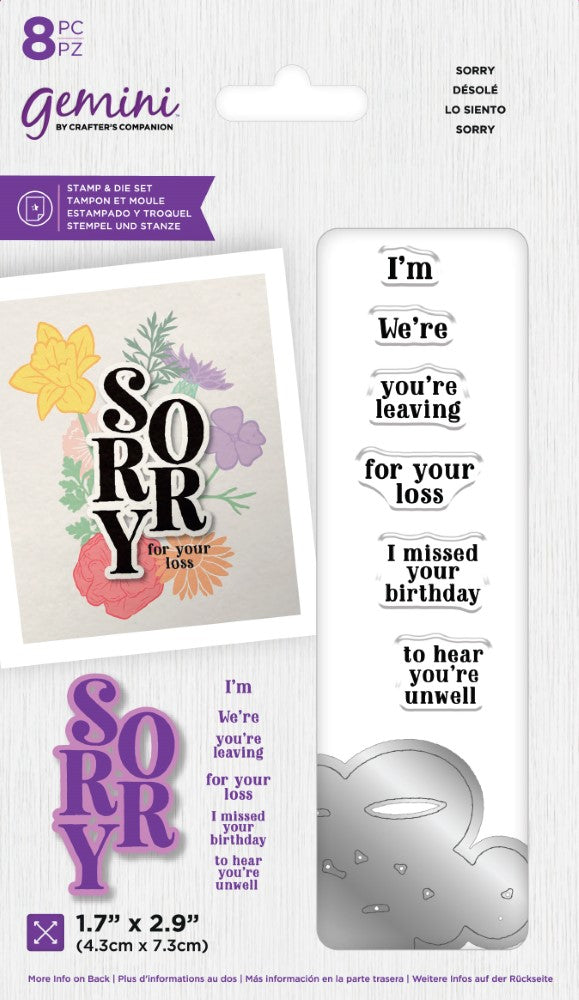 Gemini Floral Sentiment Stamp and Die - Sorry