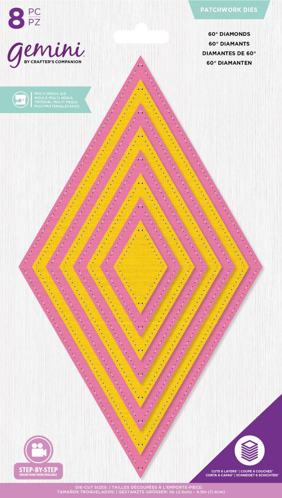 Gemini Multi Media Patchwork Dies - 60mm Diamonds