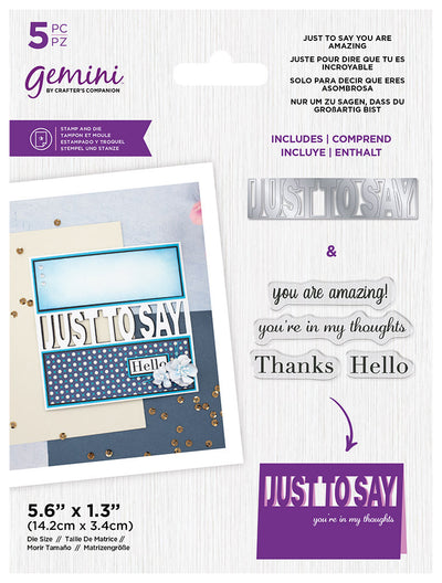 Gemini Word Cut In Stamp & Die- JUST TO SAY you are amazing