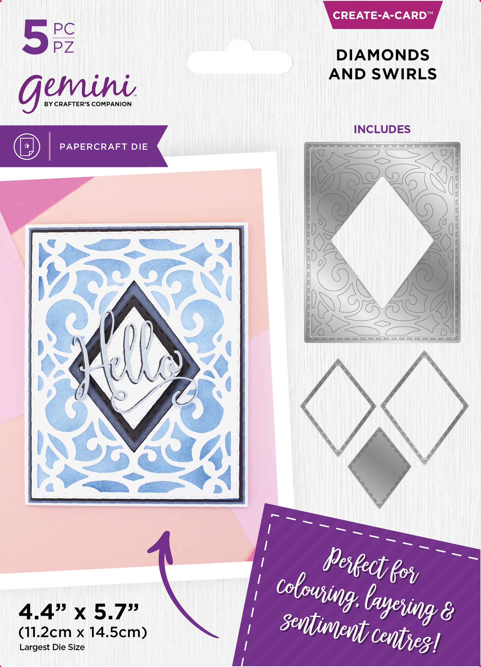 Gemini Simple Create a card Die - Diamonds and Swirls