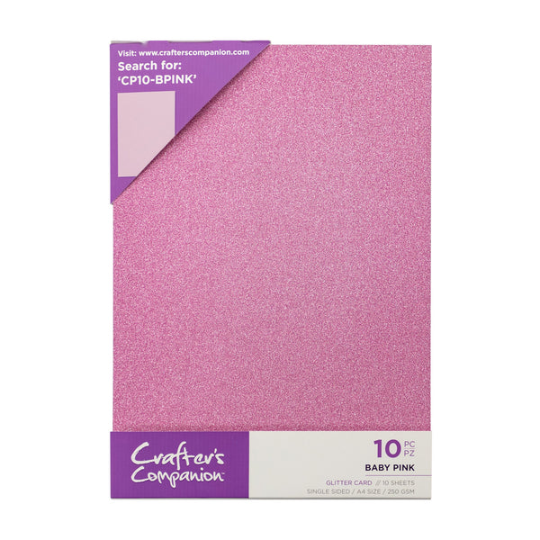 Crafter's Companion Glitter Card 10 Sheet Pack - Baby Pink