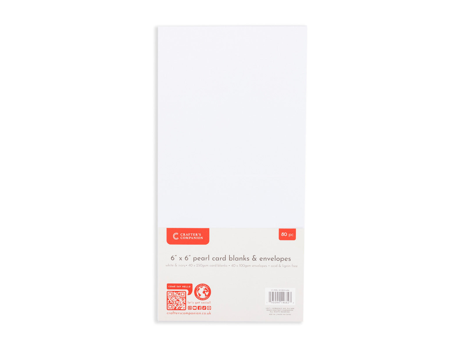 Crafter's Companion 6"x6" Pearl Card & Envelope Packs - White & Ivory 80 Pack